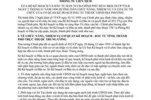 Thông tư liên tịch 01/TTLB/BKH-TCCP chức năng, nhiệm vụ cơ cấu tổ chức  thuộc Uỷ ban nhân dân địa phương