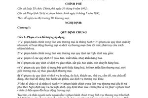 Nghị định 1-CP xử phạt vi phạm hành chính Thương mại