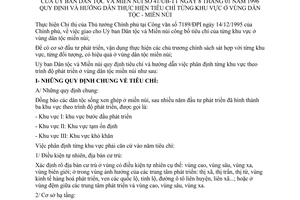 Thông tư 41/UB-TT quy định hướng dẫn tiêu chí từng khu vực vùng dân tộc miền núi