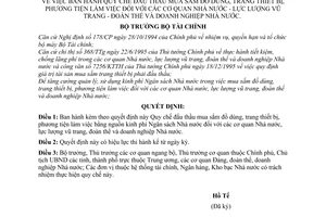 Quyết định 20TC/KBNN quy chế đấu thầu mua sắm đồ dùng, trang thiết bị, phương tiện làm việc, lực lượng vũ trang, đoàn thể doanh nghiệp Nhà nước