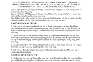 Thông tư liên bộ 06TT/LB hướng dẫn lập kế hoạch, cấp phát,  cấp phát quyết toán kinh phí công tác phòng cháy, chữa cháy rừng