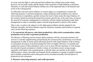 Directive NO. 43-TTg of January 22, 1996, of the Prime Minister on strengthening the fight against inflation in 1996