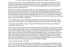 Chỉ thị 43-TTg tăng cường chống lạm phát năm 1996