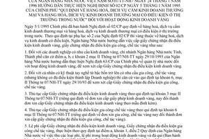 Thông tư 01/TT-NH7 quy định hàng hoá dịch vụ cấm kinh doanh thương mại hướng dẫn Nghị định 02/CP hoạt động kinh doanh vàng