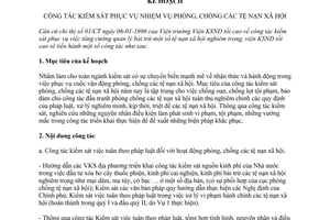 Kế hoạch 02/KSĐT-AN công tác kiểm sát phục vụ nhiệm vụ phòng, chống tệ nạn xã hội