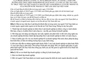 Thông tư 02-BKH/DN thủ tục đầu tư trực tiếp Việt Nam người Việt Nam định cư nước ngoài cư trú lâu dài tại Việt Nam hướng dẫn Nghị định 29/CP