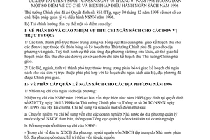Thông tư 01TC/NSNN hướng dẫn cơ chế biện pháp điều hành ngân sách năm 1996