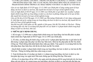 Thông tư liên bộ 08-TT/LB hướng dẫn thu sử dụng tiền phạt hành vi vi phạm hành chính hoạt động văn hoá dịch vụ văn hoá