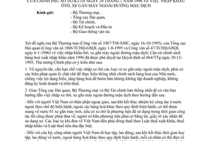 Công văn 343/KTTH nhập khẩu ô tô, xe gắn máy ngoài đường mậu dịch