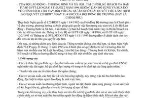 Thông tư liên bộ 03-TT/LB sửa đổi chính sách cho vay dự án nhỏ giải quyết việc làm hướng dẫn Nghị quyết 120/HĐBT