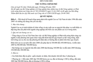 Quyết định 86-TTg phê duyệt duyệt tổng quan phát triển Cao su Việt Nam từ 1996 đến 2005