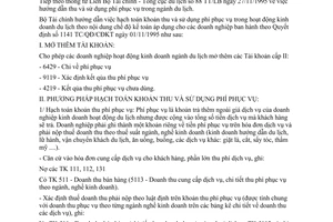 Thông tư số 11/TC/CĐKT 1996 hướng dẫn hạch toán việc thu sử dụng phí phục vụ ngành du lịch