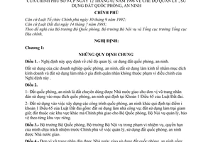 Nghị định 9-CP về chế độ quản lý, sử dụng đất quốc phòng, an ninh