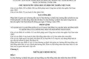 Pháp lệnh giám sát  hướng dẫn của Uỷ ban Thường vụ Quốc hội kiểm tra của Chính phủ đối với Hội đồng nhân dân 1996 46-L/CTN