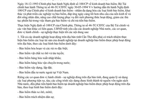 Chỉ thị 04/CT-UBT-96 bảo hiểm tài sản trong các doanh nghiệp nhà nước