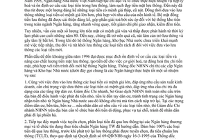 Chỉ thị 03-CT/NH6 đảm bảo cơ cấu tỷ lệ làm sạch đẹp tiền mặt trong lưu thông 1996