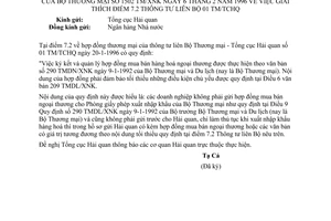 Công văn 1502TM/XNK giải thích TTLB 01 TM/TCHQ