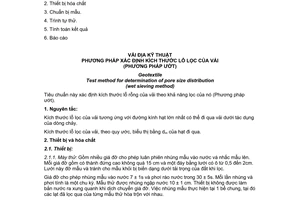 Tiêu chuẩn ngành 14TCN 94:1996 về Vải địa kỷ thuật phương pháp xác định kích thước lỗ lọc của vải (phương pháp ướt)