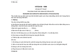 Tiêu chuẩn ngành 14TCN 98:1996 về Vải địa kỹ thuật - Phương pháp xác định độ dẫn nước