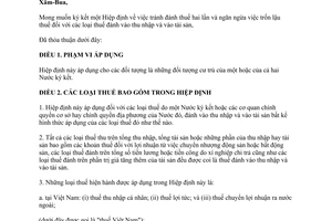 Hiệp định tránh đánh thuế hai lần ngăn ngừa việc trốn lậu thuế giữa Việt Nam và Lúc-Xăm-Bua