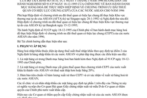 Thông tư 16-TC/TCT danh mục hàng hoá thực hiện hiệp định chương trình ưu đãi thuế quan hướng dẫn Nghị định 91/CP