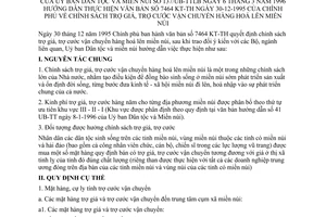 Thông tư 137/UB-TTLB chính sách trợ giá cước vận chuyển hàng hóa lên miền núi hướng dẫn văn bản 7464 KT-TH