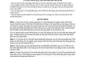 Quyết định 1084/QĐ-UB-KT giao chỉ tiêu kế hoạch chính thức 1996