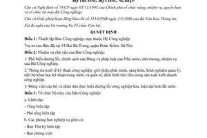 Quyết định 757/QĐ-TCCB năm 1996 thành lập Báo Công nghiệp