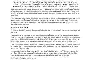 Thông tư 28-BT/TT hướng dẫn tổ chức phân bổ quản lý kinh phí Trung ương Chương trình bảo vệ chăm sóc trẻ em 1996