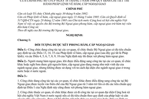 Nghị định 13-CP hướng dẫn thi hành Pháp lệnh về hàm, cấp Ngoại giao