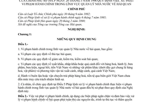 Nghị định 16-CP quy định việc xử phạt vi phạm hành chính trong lĩnh vực quản lý Nhà nước về hải quan