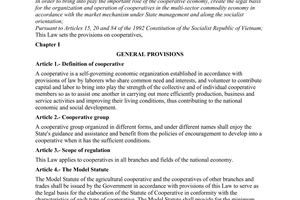 Law No. 47-L/CTN of March 20, 1996, on cooperatives