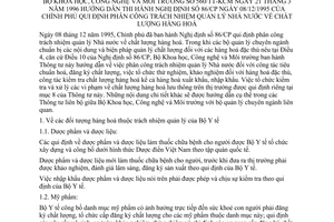 Thông tư 560-KCM/TT hướng dẫn Nghị định 86/CP quy định phân công trách nhiệm quản lý Nhà nước chất lượng hàng hoá