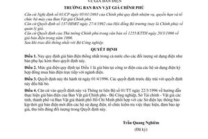 Quyết định 12/VGCP-TL-SX giá bán điện