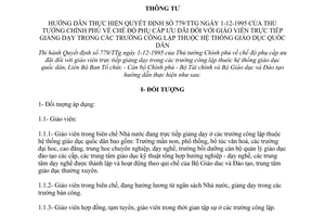 Thông tư liên tịch 125/TTLB năm 1996 chế độ phụ cấp ưu đãi đối với giáo viên