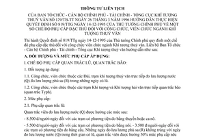 Thông tư liên bộ 129/LB-TT chế độ phụ cấp đặc thù công chức, viên chức ngành Khí tượng thủy văn