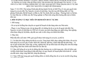 Thông tư 05NN/ĐCĐC-KTM giải quyết tình trạng di cư tự do đến Tây Nguyên tỉnh khác hướng dẫn Chỉ thị 660/TTg