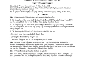 Quyết định 185-TTg doanh nghiệp Nhà nước hạng đặc biệt