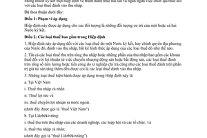 Hiệp định tránh đánh thuế hai lần ngăn ngừa trốn thuế thu nhập giữa Việt Nam Udơbêkixtăng 1996