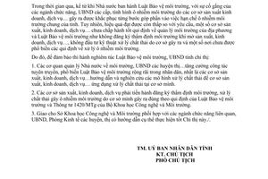 Chỉ thị 05/CT-UB năm 1996 tăng cường thực hiện Luật Bảo vệ môi trường Bến Tre