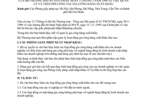 Công văn 1029-TM/ĐT quản lý và theo dõi công tác gia công hàng xuất khẩu