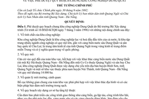 Quyết định 207/TTg phê duyệt quy hoạch chung khu công nghiệp Dung Quất