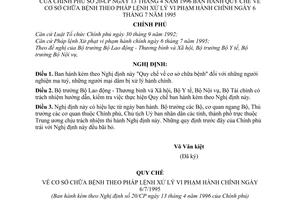 Nghị định 20-CP Quy chế về cơ sở chữa bệnh theo Pháp lệnh Xử lý vi phạm hành chính