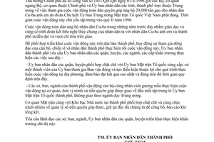 Chỉ thị 10/CT-UB-NCVX tham gia cuộc vận động ủng hộ nhân dân Cu Ba