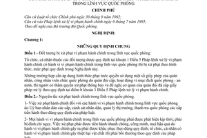 Nghị định 24-CP xử phạt vi phạm hành chính trong lĩnh vực quốc phòng