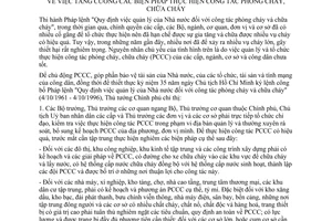 Chỉ thị 237-TTg tăng cường biện pháp thực hiện công tác phòng cháy, chữa cháy