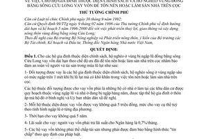 Quyết định 256/TTg hộ gia đình thuộc diện chính sách và hộ nghèo vùng đồng bằng sông Cửu Long vay vốn để tôn nền hoặc làm sàn nhà trên cọc