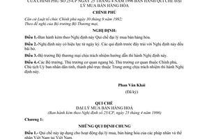 Nghị định 25-CP Qui chế đại lý mua bán hàng hóa