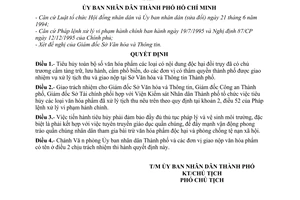 Quyết định 2185/TB-UB-NCVX tiêu hủy văn hoá phẩm độc hại, cấm tàng trữ, lưu hành, phổ biến