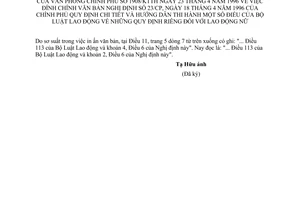 Công văn 1908/KTTH đính chính NĐ 23/CP quy định chi tiết và hướng dẫn thi hành Bộ luật Lao động về những